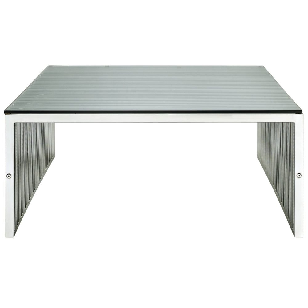 Gridiron Coffee Table in Silver by Modway - Image 3