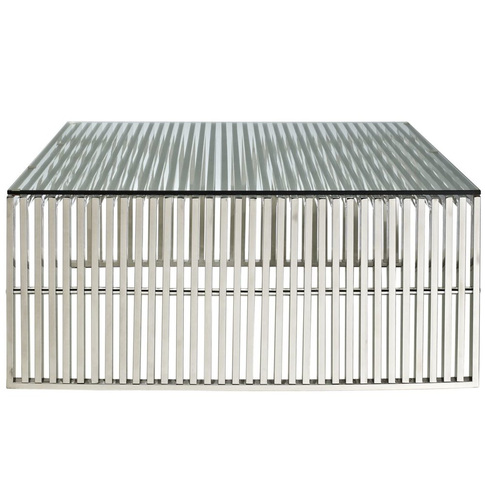 Gridiron Coffee Table in Silver by Modway - Image 4
