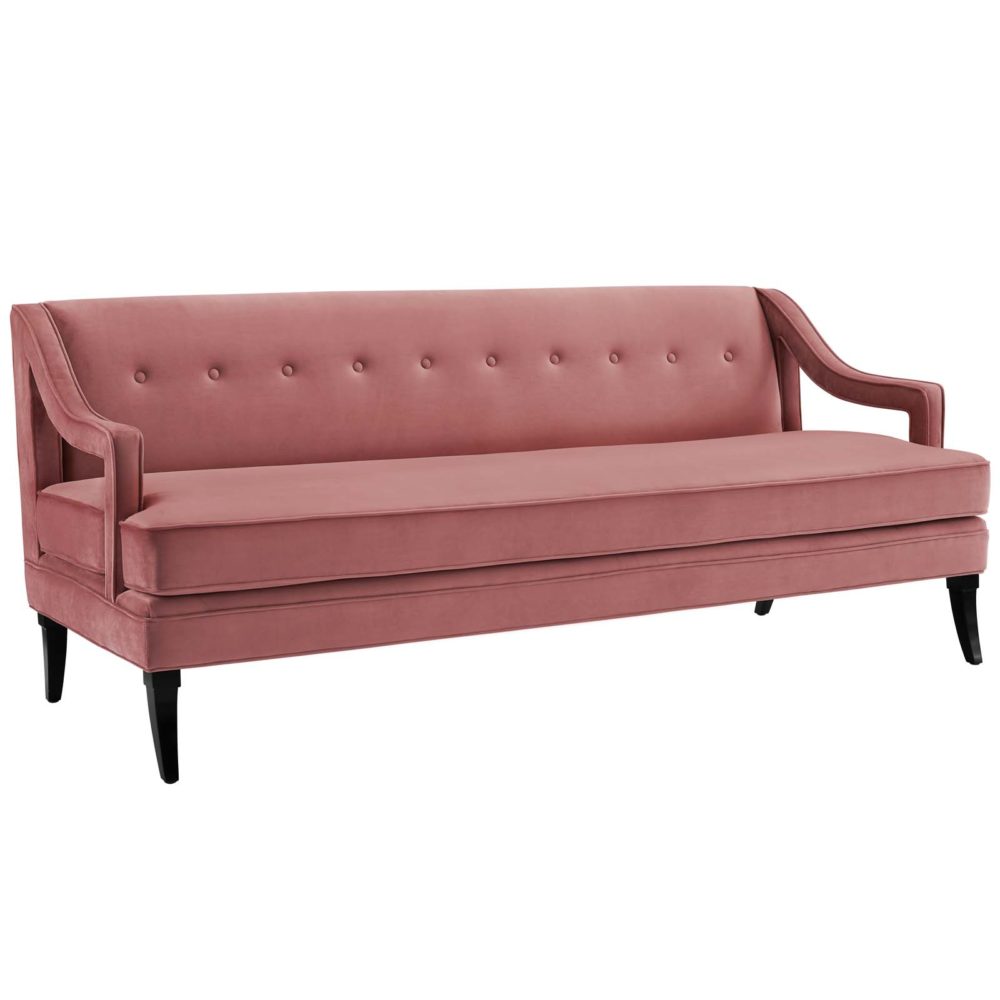 Concur Button Tufted Performance Velvet Sofa in Dusty Rose by Modway - Image 2