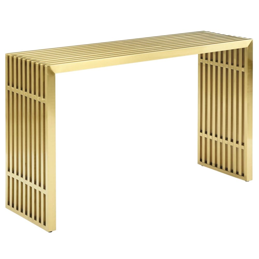 Gridiron Stainless Steel Console Table in Gold by Modway - Image 2