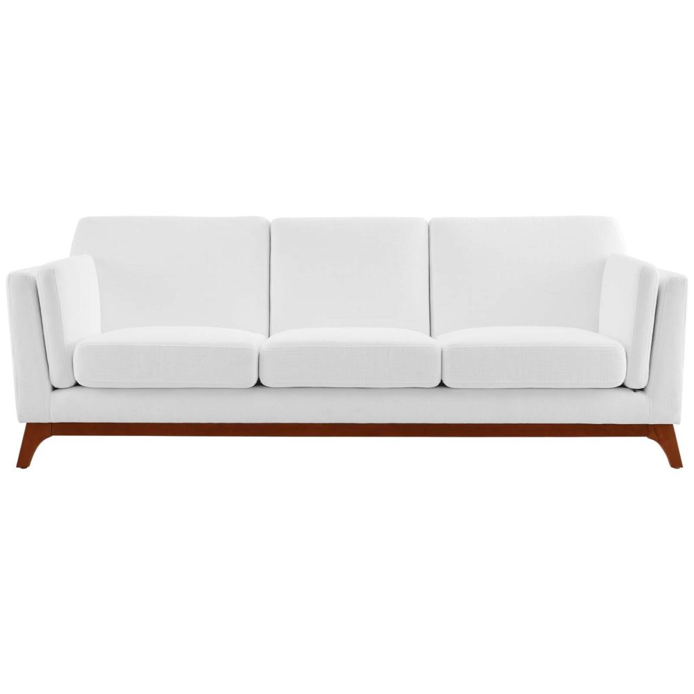 Chance Upholstered Fabric Sofa in White by Modway - Image 4