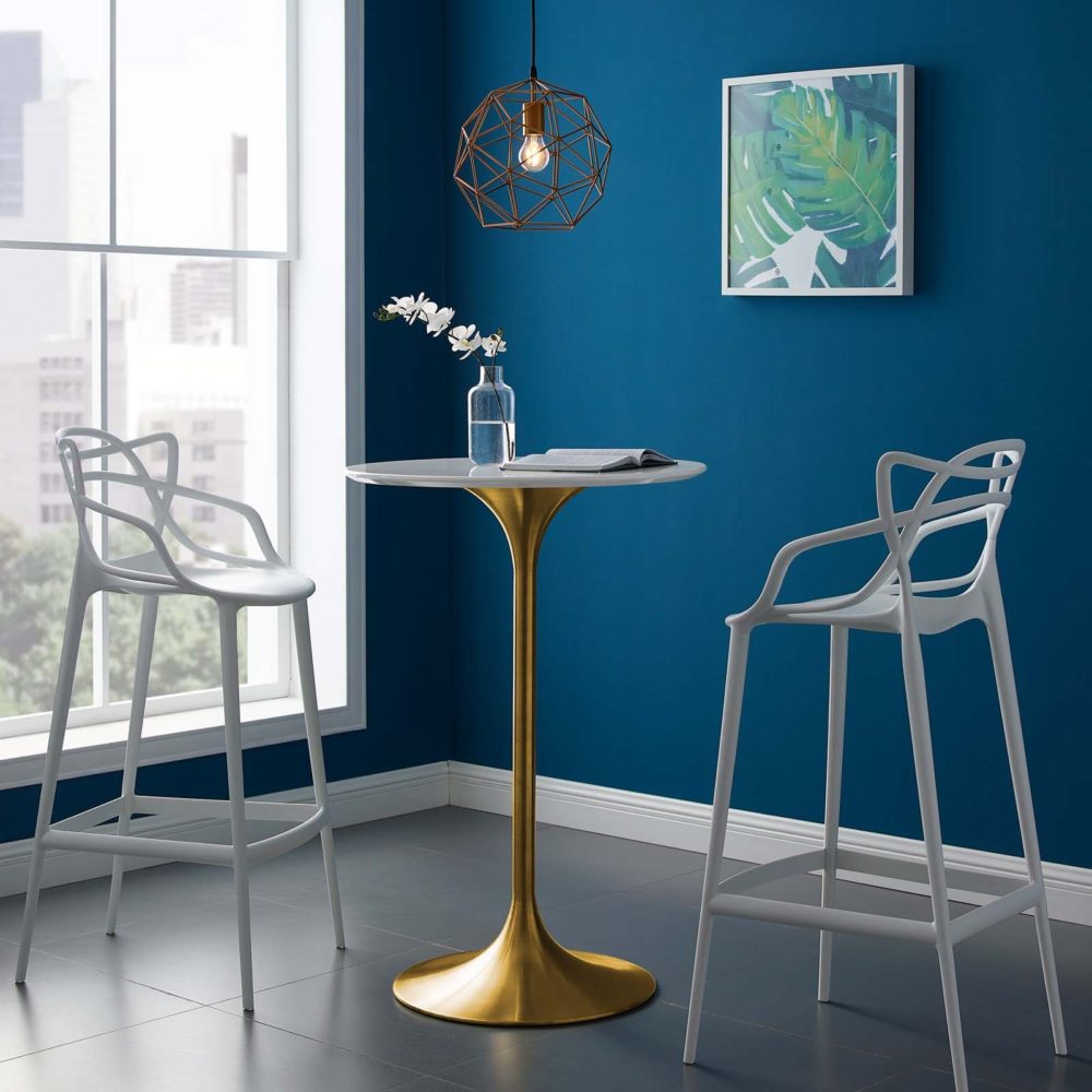 Lippa 28" Wood Top Bar Table in Gold White by Modway - Image 4