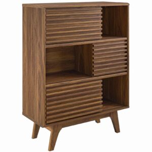 Render Three-Tier Display Storage Cabinet Stand in Walnut by Modway