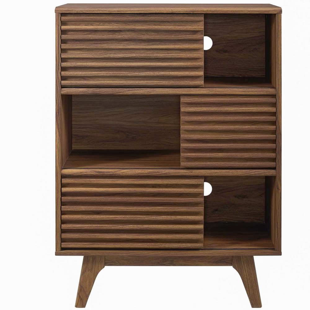 Render Three-Tier Display Storage Cabinet Stand in Walnut by Modway - Image 4