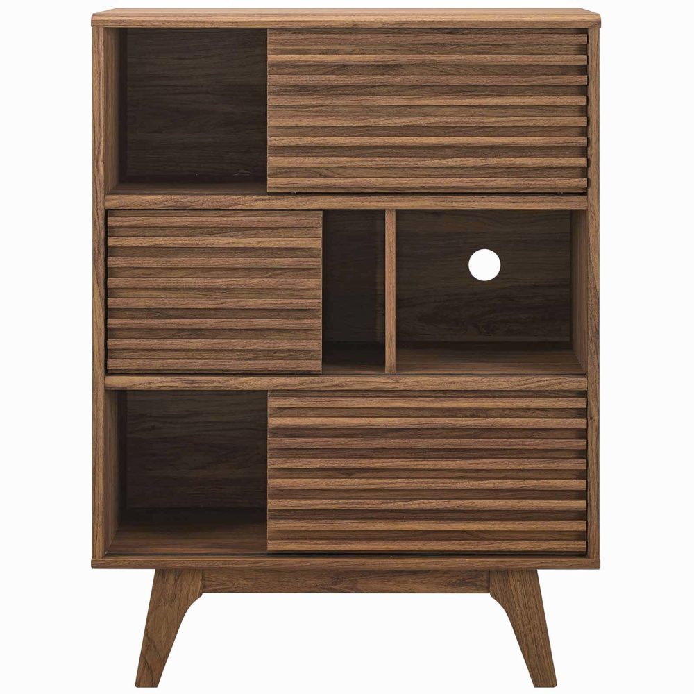 Render Three-Tier Display Storage Cabinet Stand in Walnut by Modway - Image 5