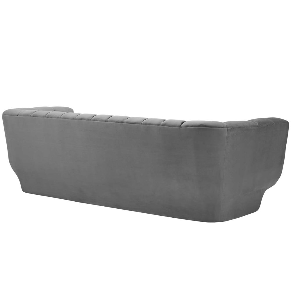 Entertain Vertical Channel Tufted Performance Velvet Sofa in Gray by Modway - Image 5