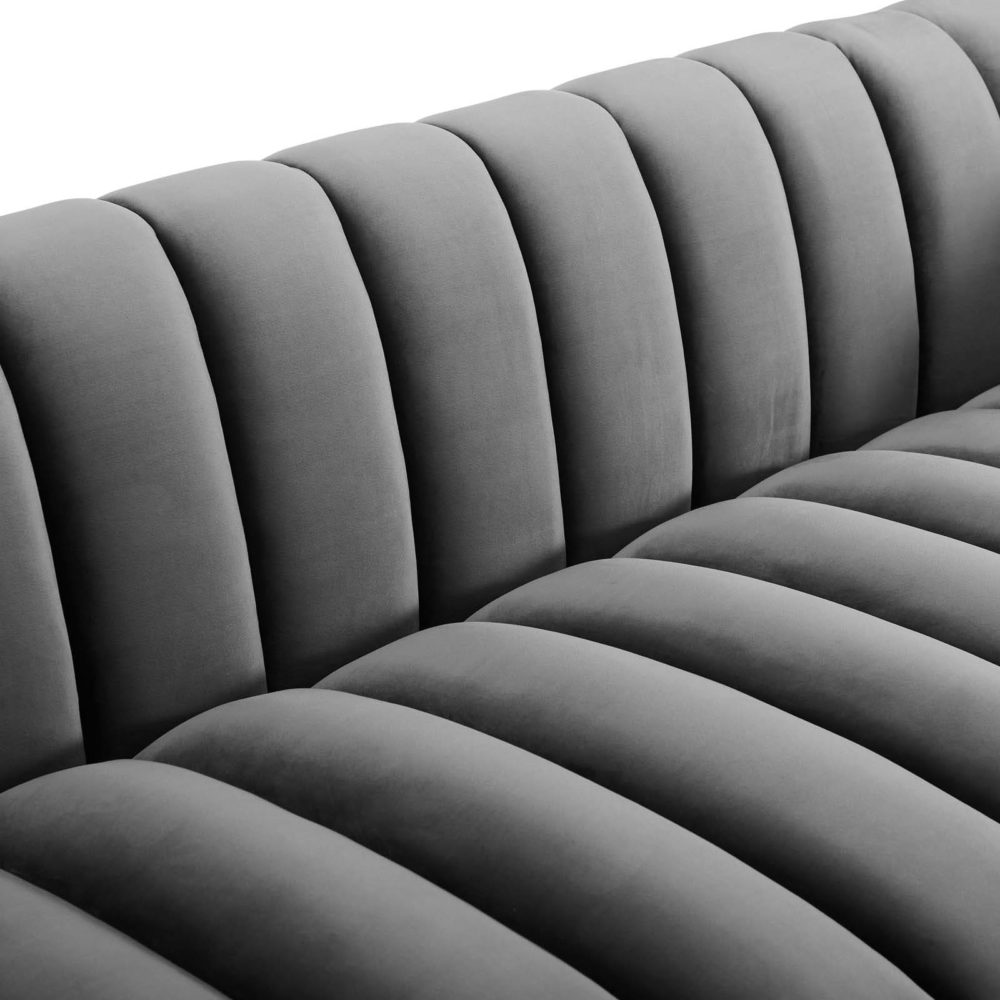 Entertain Vertical Channel Tufted Performance Velvet Sofa in Gray by Modway - Image 6