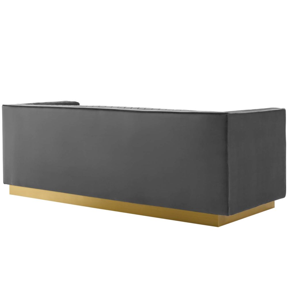 Sanguine Vertical Channel Tufted Performance Velvet Sofa in Gray by Modway - Image 4