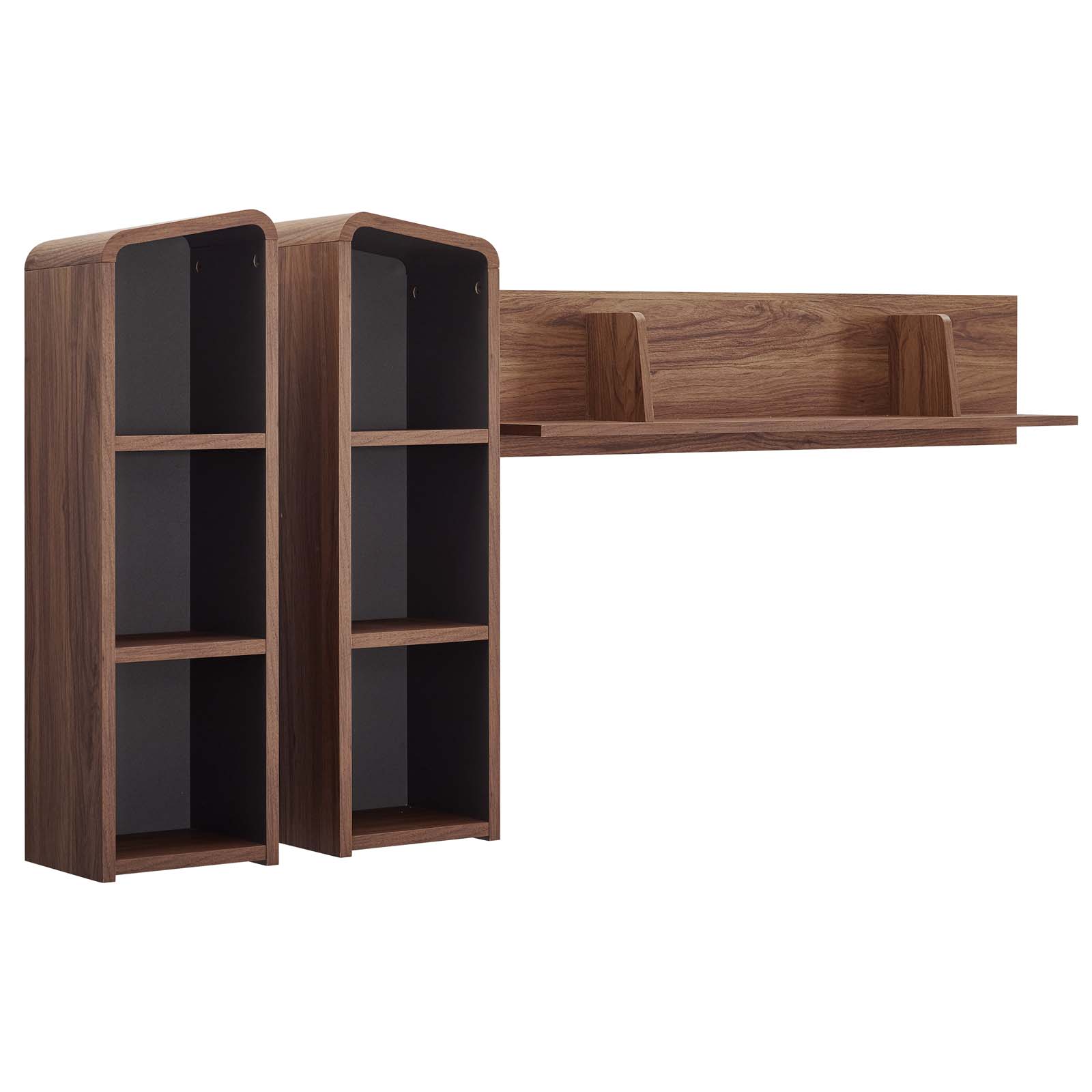 Omnistand Wall Mounted Shelves in Walnut and Gray by Modway