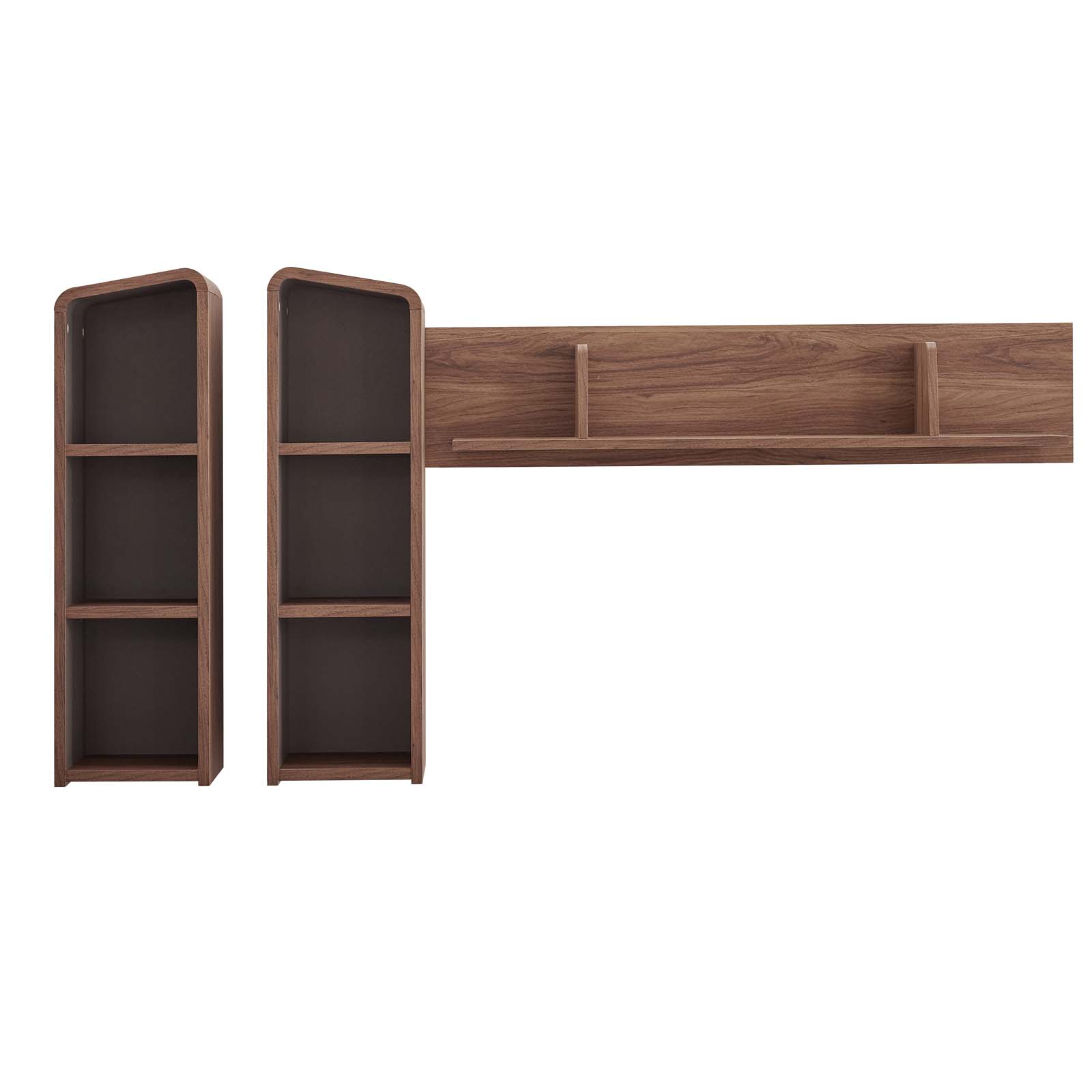 Omnistand Wall Mounted Shelves in Walnut and Gray by Modway - Image 3