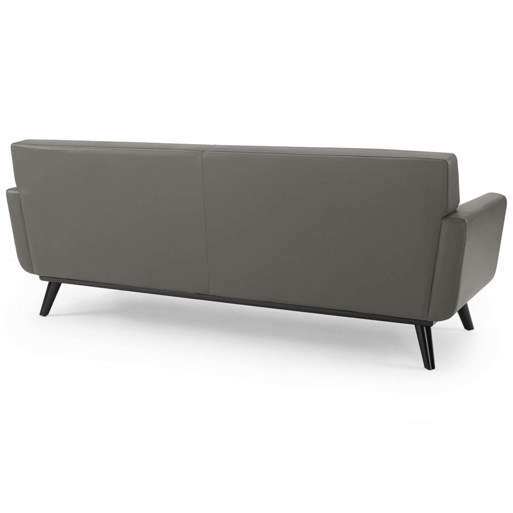 Engage Top-Grain Leather Living Room Lounge Sofa in Gray by Modway - Image 5