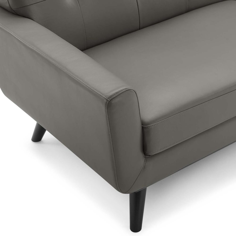 Engage Top-Grain Leather Living Room Lounge Sofa in Gray by Modway - Image 7