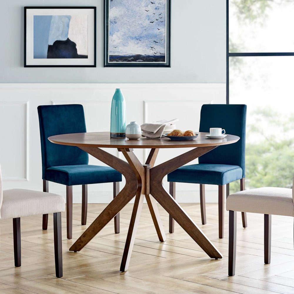 Crossroads 47" Round Wood Dining Table in Walnut by Modway - Image 7