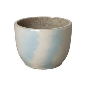 Medium Pearl White Round Ceramic Planter by Emissary