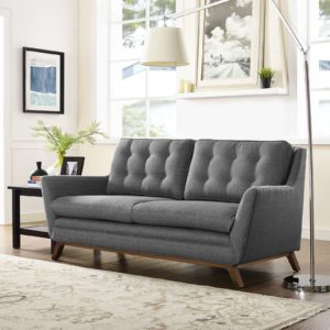 Beguile Upholstered Fabric Loveseat in Gray by Modway