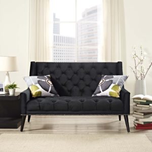 Peruse Performance Velvet Loveseat in Black by Modway