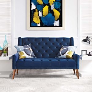 Peruse Performance Velvet Loveseat in Navy by Modway