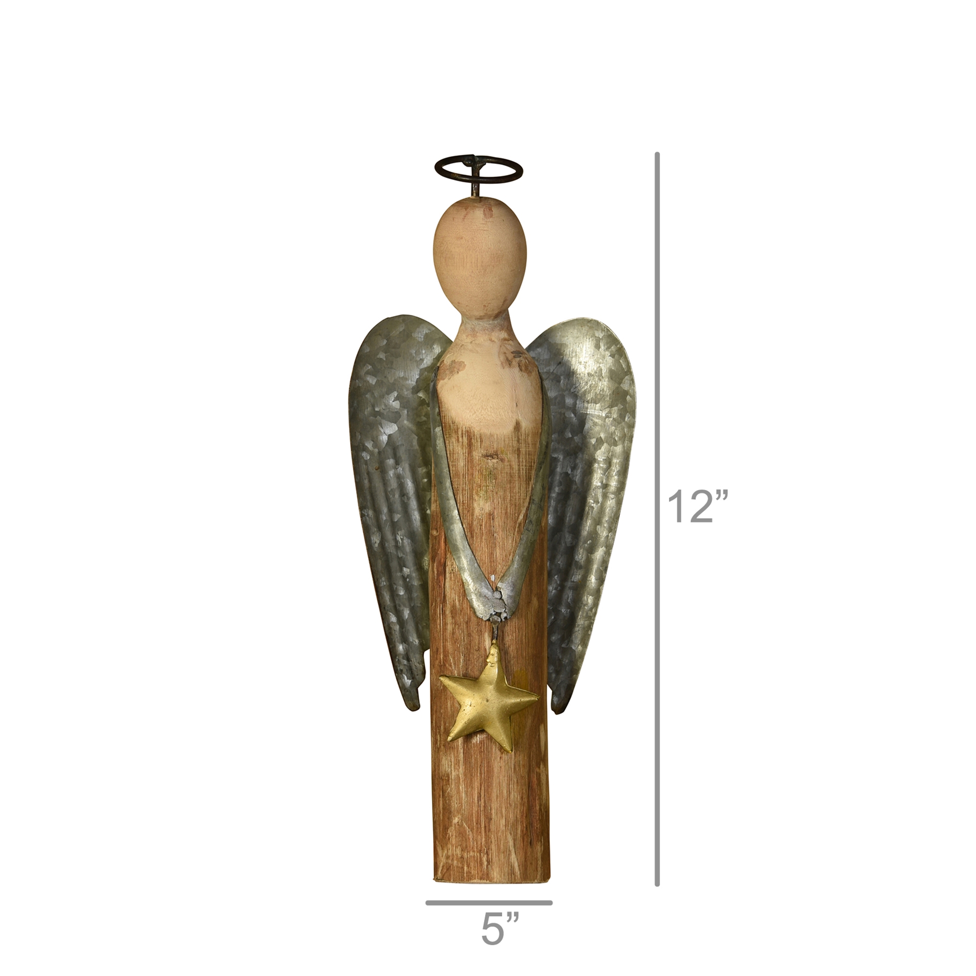 Small Wood and Metal Angel with a Star by HomArt - Seven Small Wood and Metal Angel with a Star by HomArt - Seven