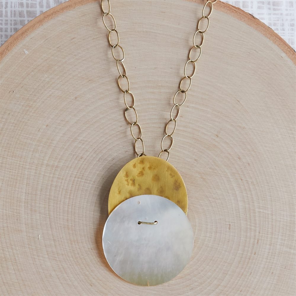Cari Brass and Mother of Pearl Necklace by Ora Ten