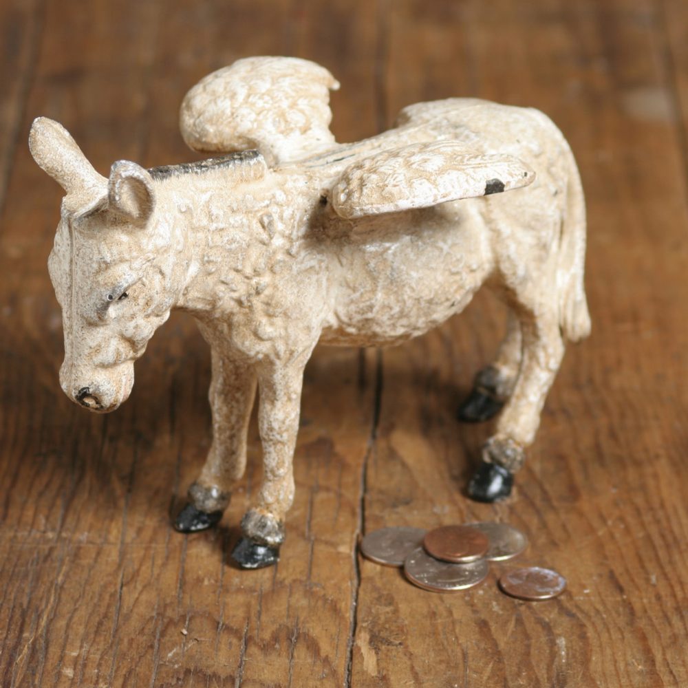 White Cast Iron Donkey with Wings by HomArt