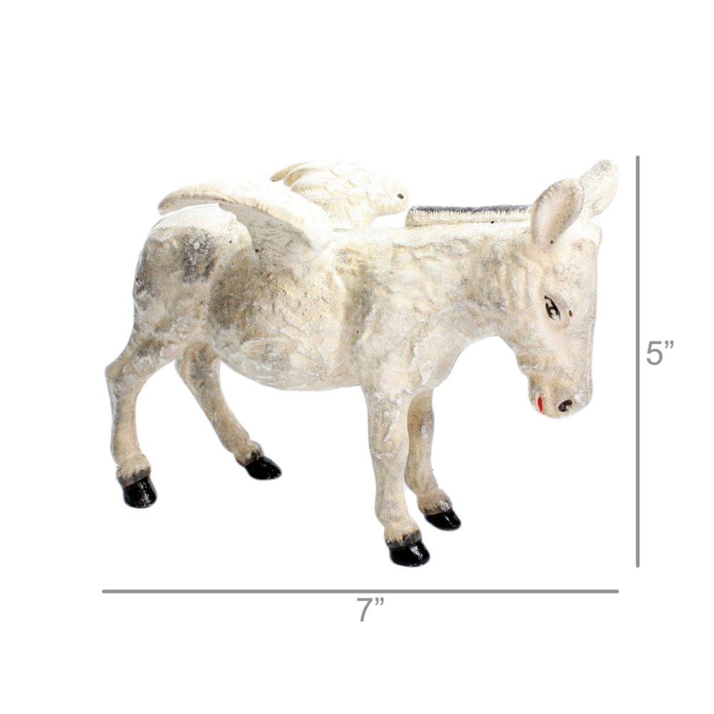 White Cast Iron Donkey with Wings by HomArt - Image 2