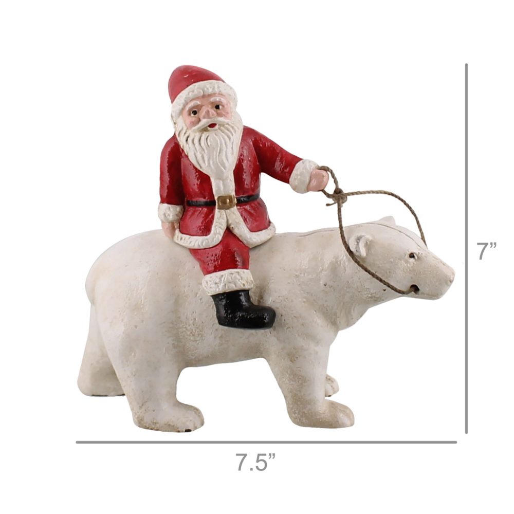 Cast Iron Polar Bear with Santa by HomArt - Image 2