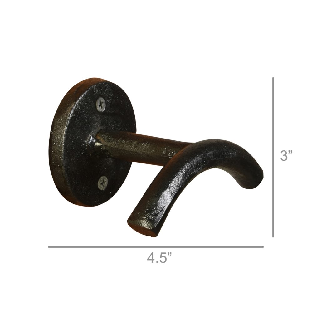 Large Cast Iron Black Coat Hooks Set of 2 by HomArt - Image 3