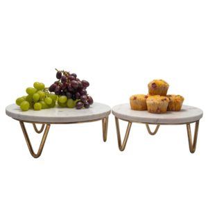 Marble and Brass V-Base Trivet/Cake Plates by BIDKhome