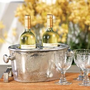 Raw Aluminum Two Bottle Wine Holder by Zodax