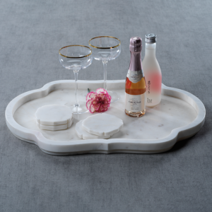 Large Pietre White Marble Tray by Zodax