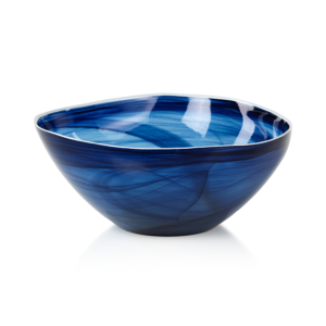 Large Monte Carlo Indigo Alabaster Glass Bowl Set of 2 by Zodax