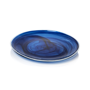 Monte Carlo Indigo Alabaster Glass Plate Set of 6 by Zodax