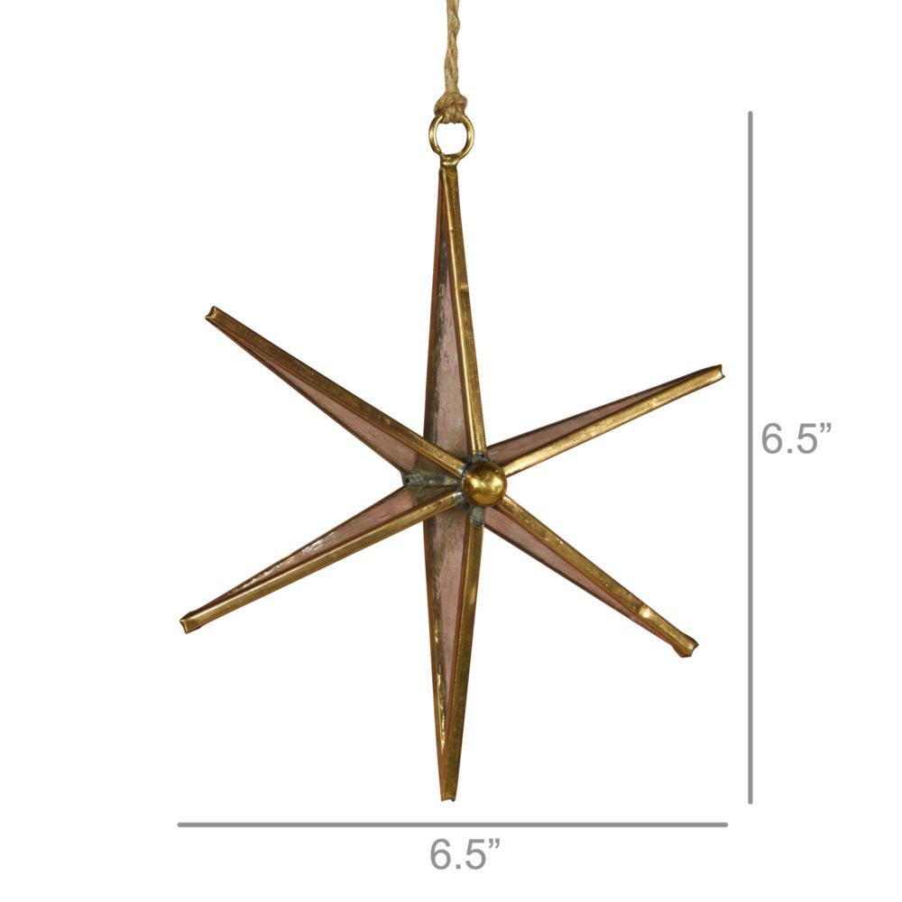 Large Glass and Brass Antique Mirrored Star Ornament by HomArt - Image 3