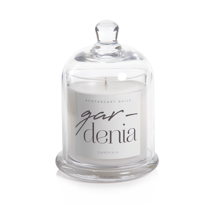 Gardenia Scented Candle with Glass Dome by Apothecary Guild