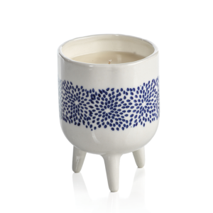 Blue Lagoon Fragranced Candle with Scattered Floral Dot Pattern by Zodax