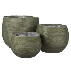Round Green Jorck Baskets Set of 3 by BIDKhome