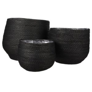 Round Black Jorck Baskets Set of 3 by BIDKhome