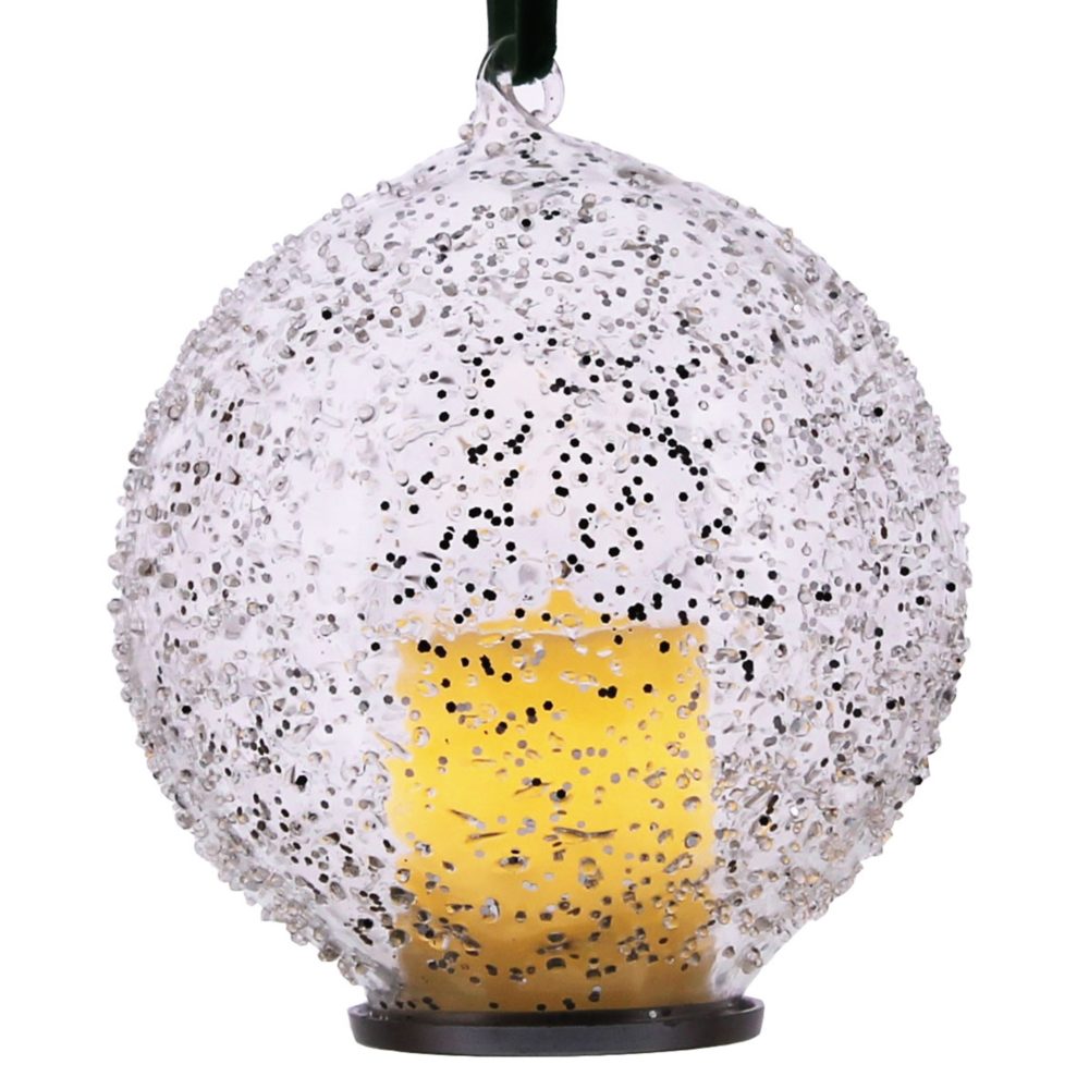 Illuminated Glass Candle LED Set of 6 Ornaments by HomArt - Image 4