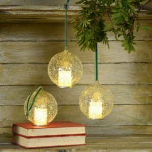 Illuminated Glass Candle LED Set of 6 Ornaments by HomArt