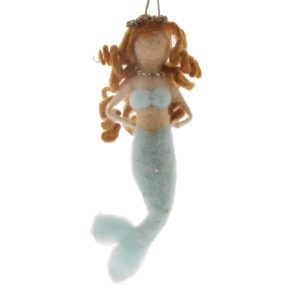 Blue Felt Mermaid Ornament Set of 2 by HomArt
