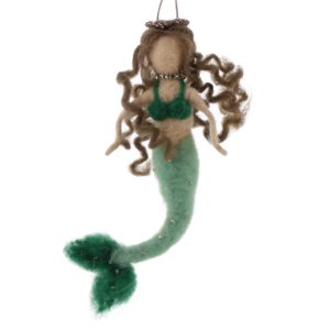 Green Felt Mermaid Ornament Set of 2 by HomArt