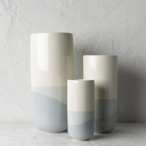 Light Blue and White Geo Vase Set of 3 by Livabliss