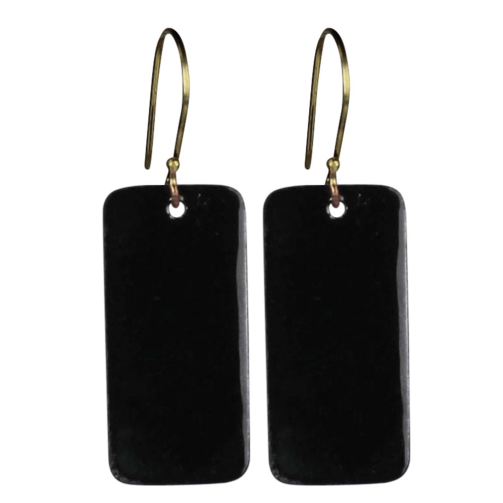 Donte Black Enamel Rectangular Tab Earrings by Ora Ten