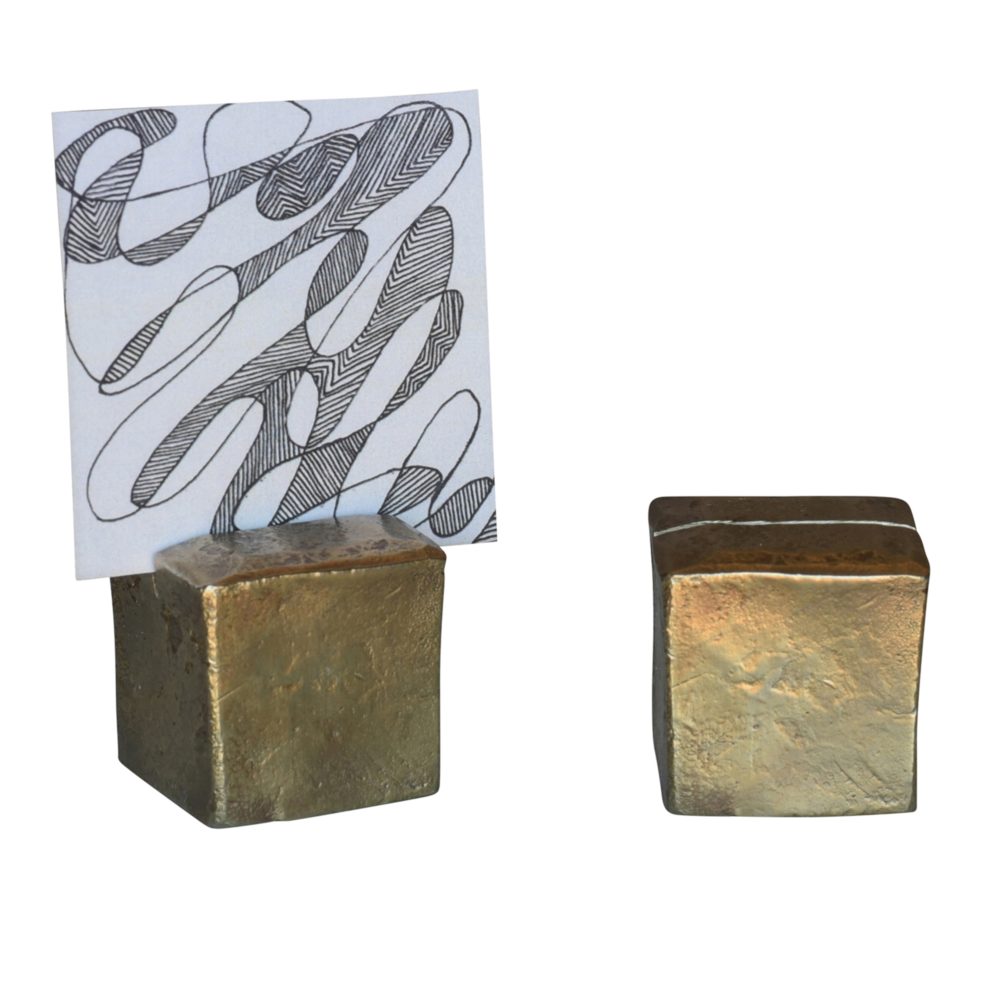 Chiseled Brass Square Place Card Holders Set of 4 by HomArt