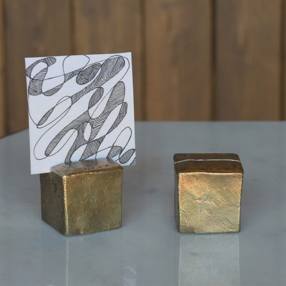 Chiseled Brass Square Place Card Holders Set of 4 by HomArt - Image 2