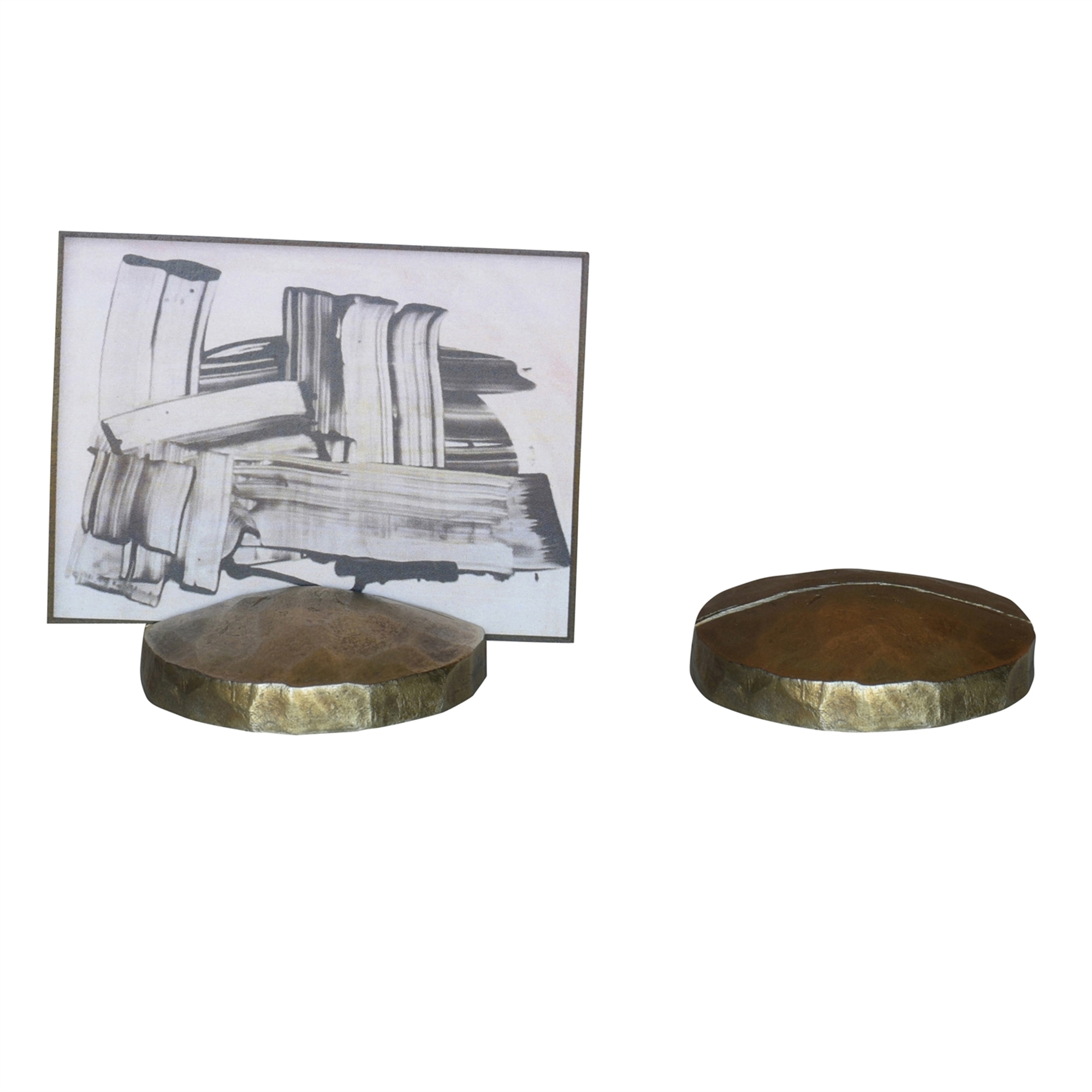 Chiseled Brass Disk Place Card Holders Set of 4 by HomArt - Image 2