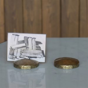 Chiseled Brass Disk Place Card Holders Set of 4 by HomArt