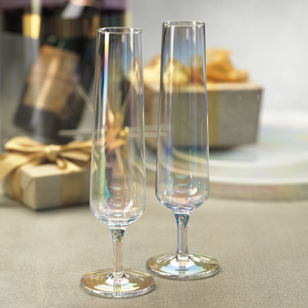 Festive Iridescent Champagne Flutes Set of 6 by Zodax - Seven Colonial
