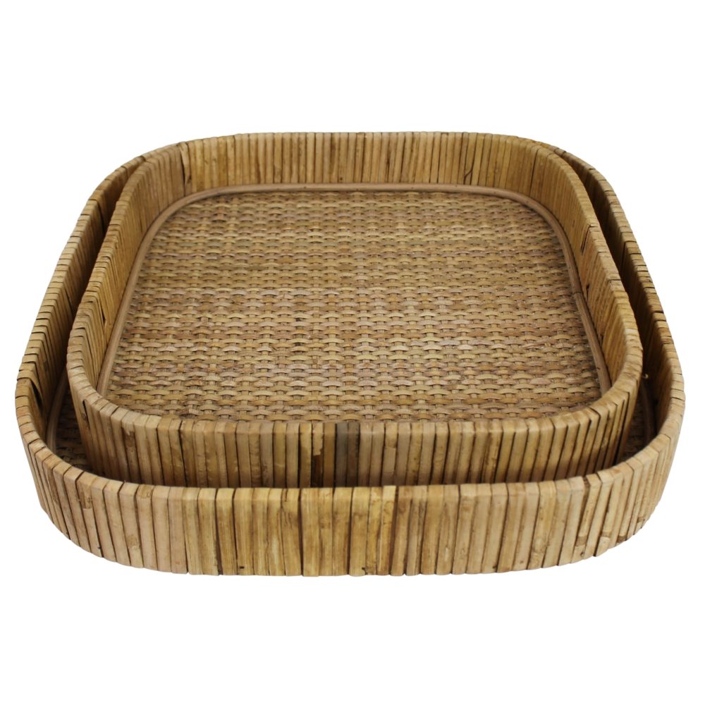Cayman Square Rattan Trays by HomArt
