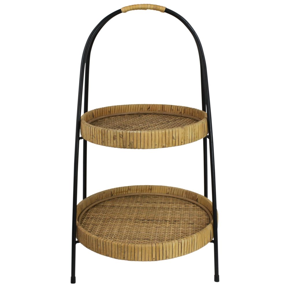 Cayman 2-Tier Rattan Stand by HomArt